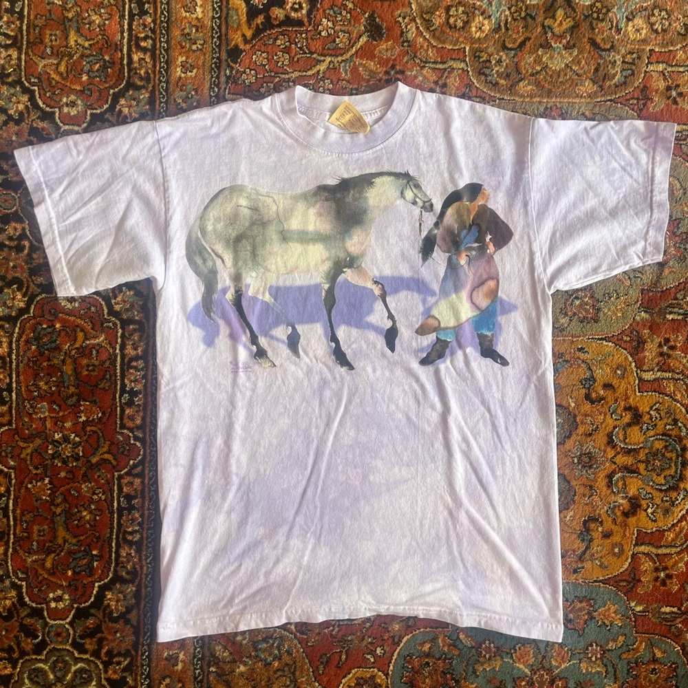 Beautiful Woman with Horse Y2K tee
